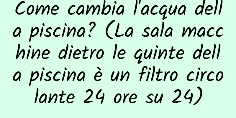 Come cambia l'acqua della piscina? (La sala macchine dietro le quinte della piscina è un filtro circolante 24 ore su 24)