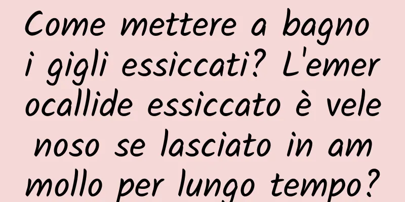 Come mettere a bagno i gigli essiccati? L'emerocallide essiccato è velenoso se lasciato in ammollo per lungo tempo?