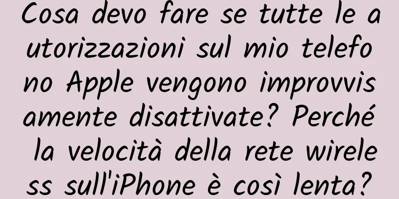 Cosa devo fare se tutte le autorizzazioni sul mio telefono Apple vengono improvvisamente disattivate? Perché la velocità della rete wireless sull'iPhone è così lenta?