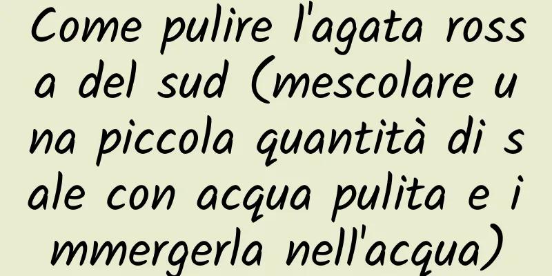 Come pulire l'agata rossa del sud (mescolare una piccola quantità di sale con acqua pulita e immergerla nell'acqua)