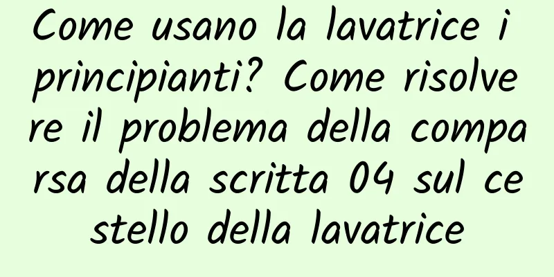 Come usano la lavatrice i principianti? Come risolvere il problema della comparsa della scritta 04 sul cestello della lavatrice