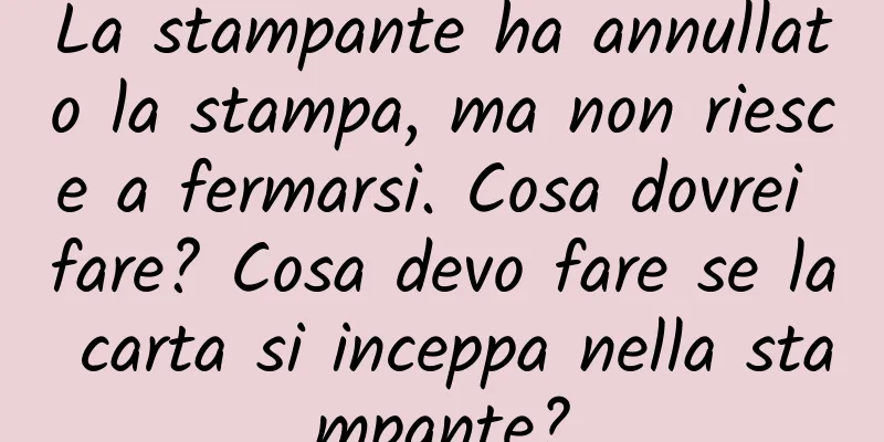 La stampante ha annullato la stampa, ma non riesce a fermarsi. Cosa dovrei fare? Cosa devo fare se la carta si inceppa nella stampante?