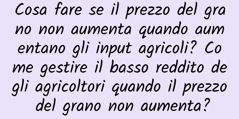 Cosa fare se il prezzo del grano non aumenta quando aumentano gli input agricoli? Come gestire il basso reddito degli agricoltori quando il prezzo del grano non aumenta?