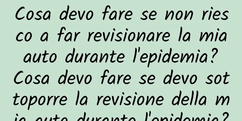 Cosa devo fare se non riesco a far revisionare la mia auto durante l'epidemia? Cosa devo fare se devo sottoporre la revisione della mia auto durante l'epidemia?