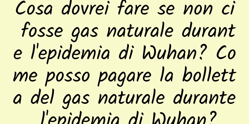 Cosa dovrei fare se non ci fosse gas naturale durante l'epidemia di Wuhan? Come posso pagare la bolletta del gas naturale durante l'epidemia di Wuhan?