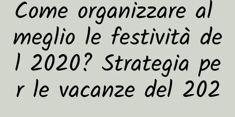 Come organizzare al meglio le festività del 2020? Strategia per le vacanze del 2020
