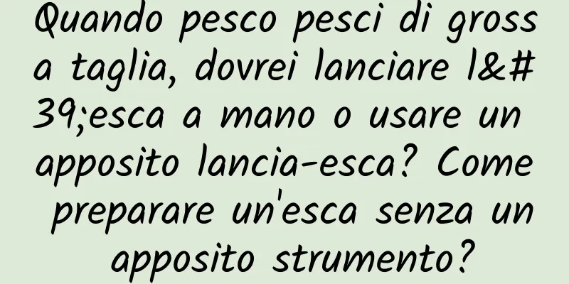 Quando pesco pesci di grossa taglia, dovrei lanciare l'esca a mano o usare un apposito lancia-esca? Come preparare un'esca senza un apposito strumento?