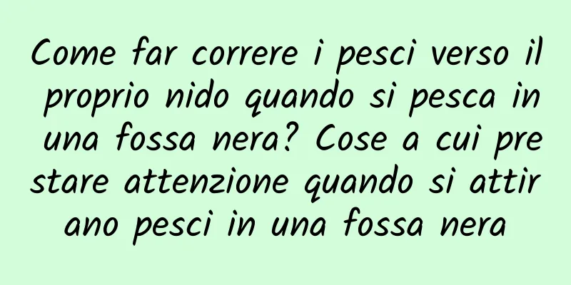Come far correre i pesci verso il proprio nido quando si pesca in una fossa nera? Cose a cui prestare attenzione quando si attirano pesci in una fossa nera