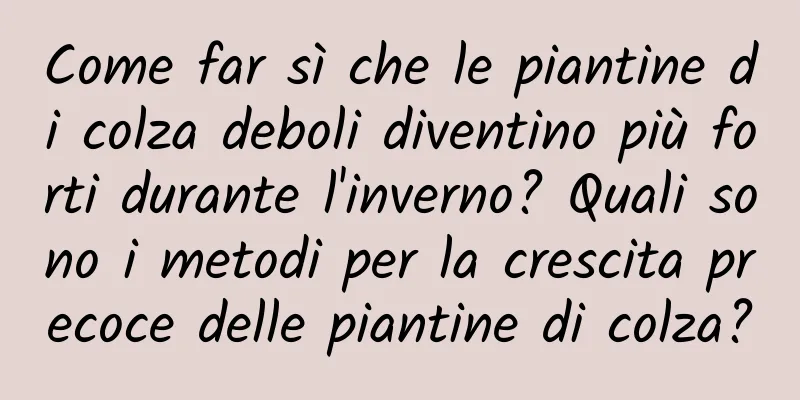 Come far sì che le piantine di colza deboli diventino più forti durante l'inverno? Quali sono i metodi per la crescita precoce delle piantine di colza?