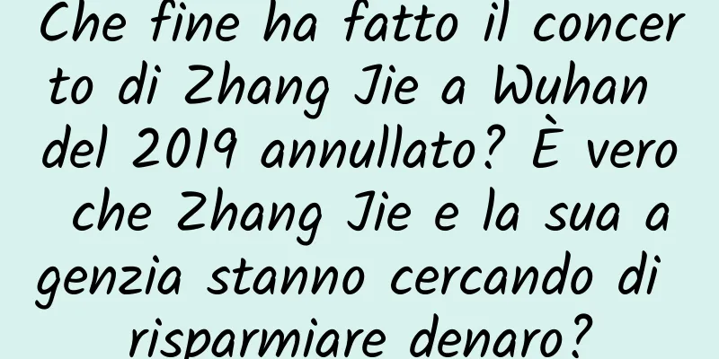 Che fine ha fatto il concerto di Zhang Jie a Wuhan del 2019 annullato? È vero che Zhang Jie e la sua agenzia stanno cercando di risparmiare denaro?