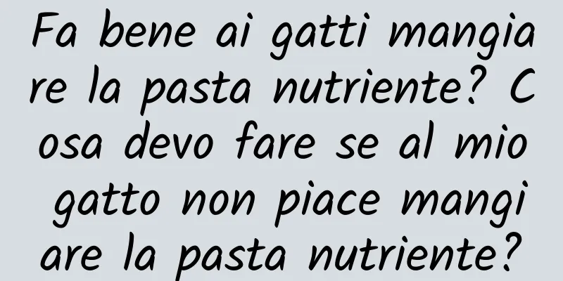 Fa bene ai gatti mangiare la pasta nutriente? Cosa devo fare se al mio gatto non piace mangiare la pasta nutriente?