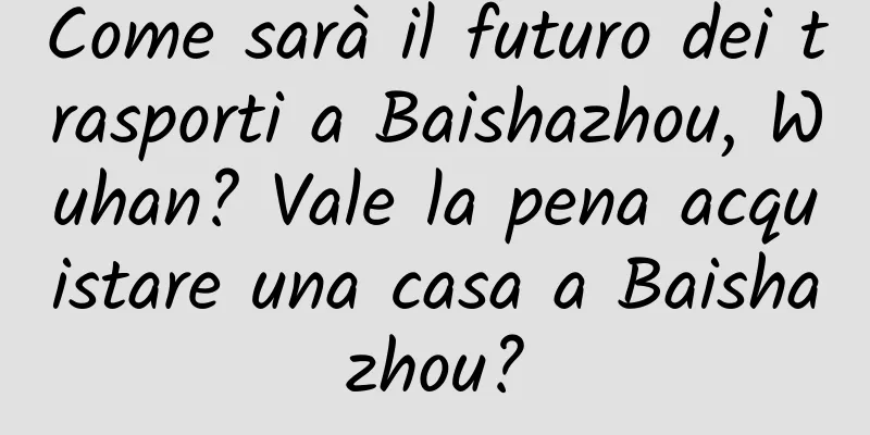 Come sarà il futuro dei trasporti a Baishazhou, Wuhan? Vale la pena acquistare una casa a Baishazhou?